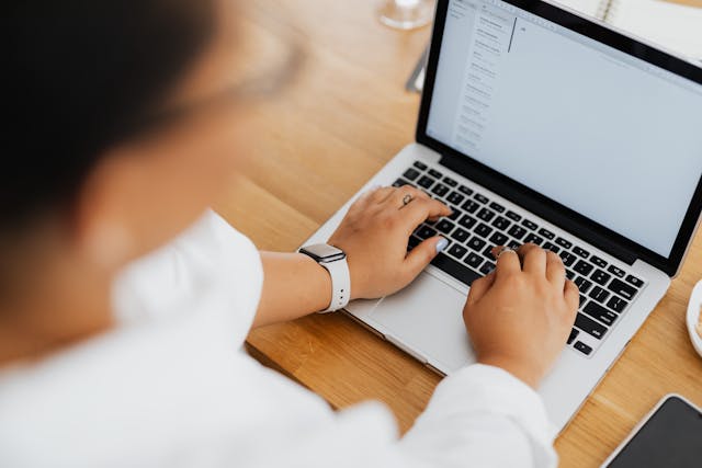 someone typing up an email